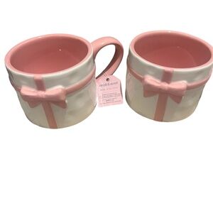 Pink and White Gift Bow Mugs